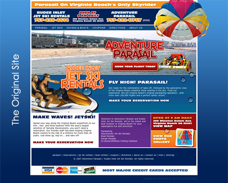 Original parasail company website design