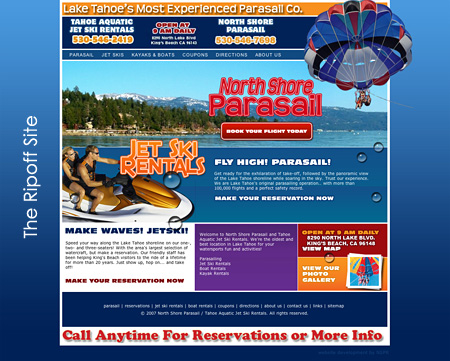 Parasail company website design ripoff